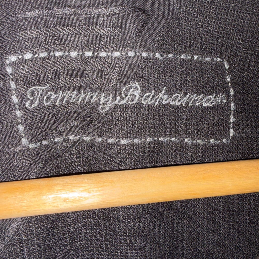 Tommy Bahama Mens 2XT Black Silk Aloha Hawaii Embroidered Camp Shirt Jacquard - Picture 4 of 7